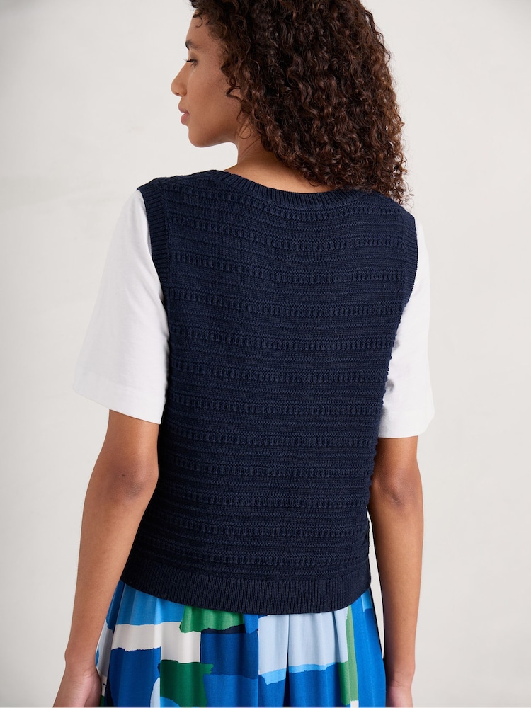 Seasalt Cornwall Blue Tepel Knitted Vest - Image 2 of 7