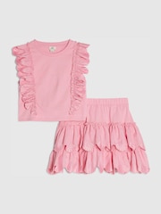 River Island Pink Shell Ruffle Top & Rara Skirt Set - Image 1 of 5