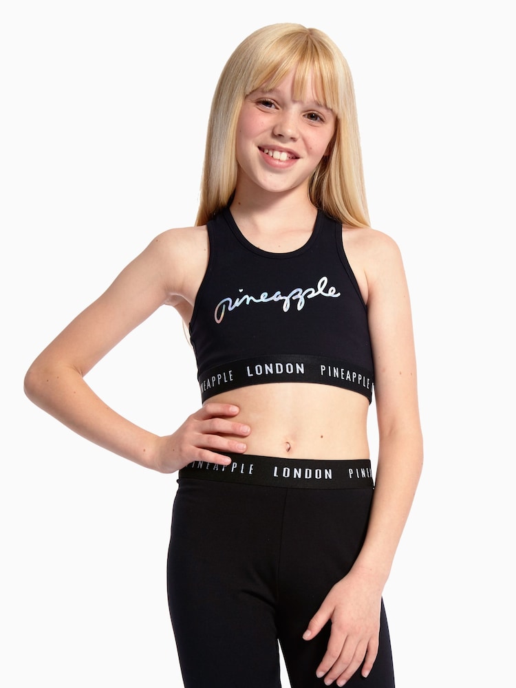 Pineapple Black Script Crop Top - Image 1 of 7