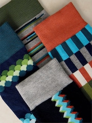 White Stuff Blue Mixed Geo Ankle Socks 4 Pack - Image 2 of 2