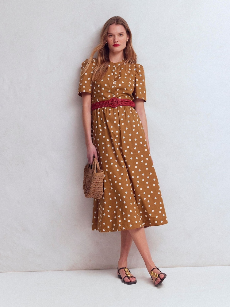 Boden Brown Ivy Cotton Midi Dress - Image 1 of 3