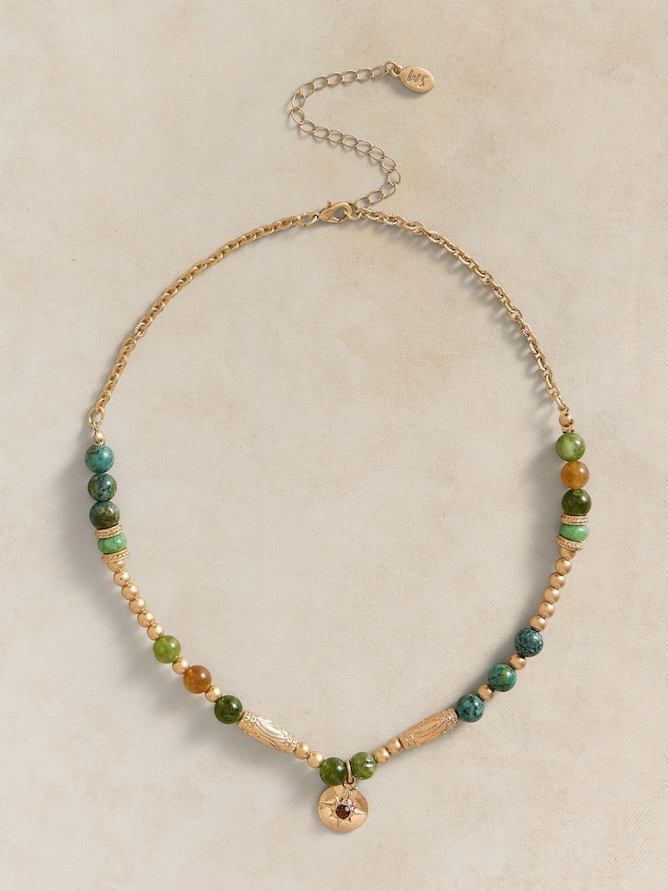 White Stuff Gold Tone Izzy Beaded Necklace - Image 1 of 2