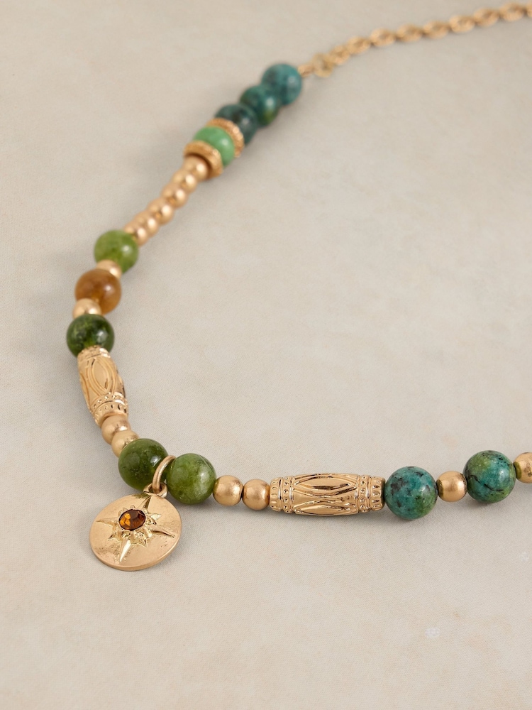 White Stuff Gold Tone Izzy Beaded Necklace - Image 2 of 2