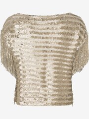 Mint Velvet Gold Sequin Fringe T-Shirt - Image 4 of 4