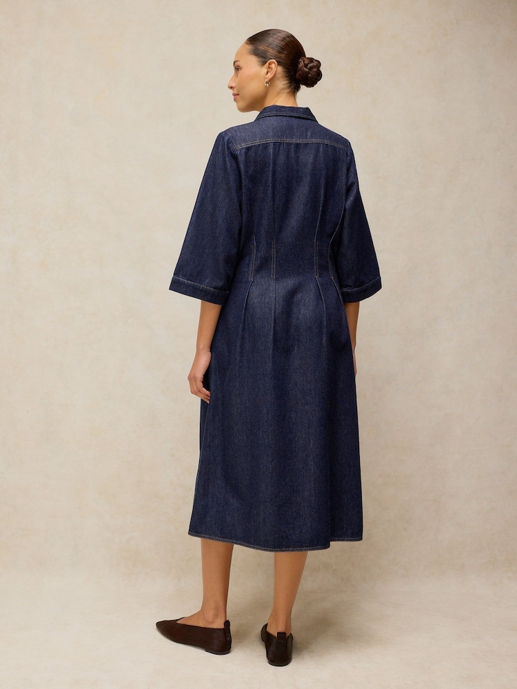 White Stuff Blue Luna Denim Pleat Dress - Image 2 of 5