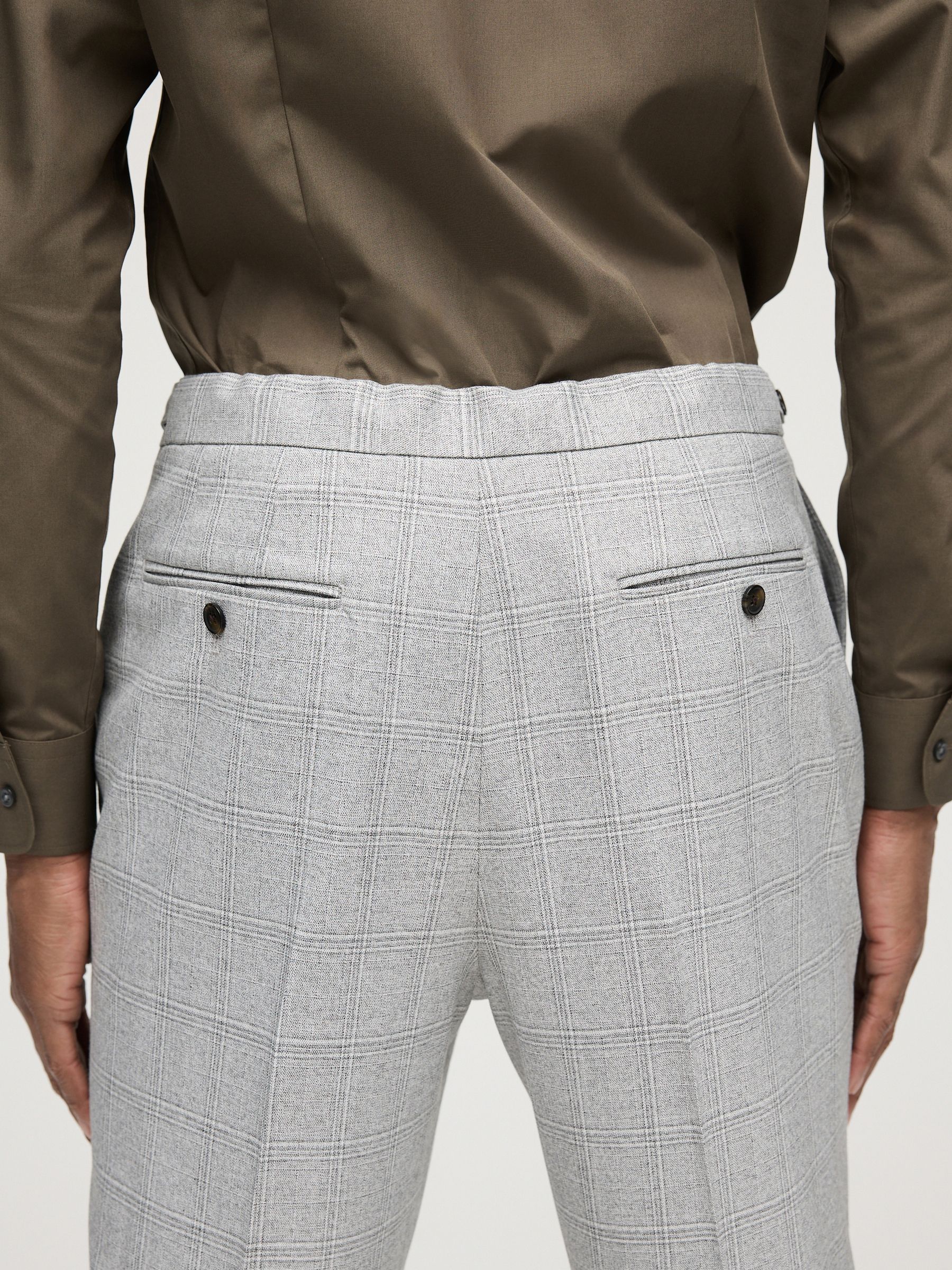 Buy Grey Check Button Side Adjuster Trousers from Next