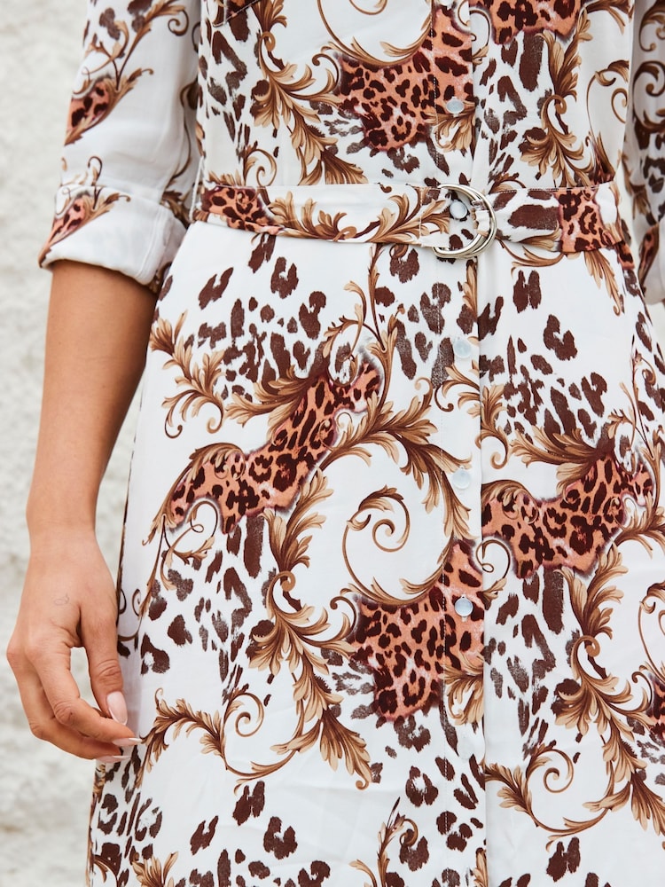 Sosandar Cream Utility Pocket Shirt Dress - Image 5 of 5