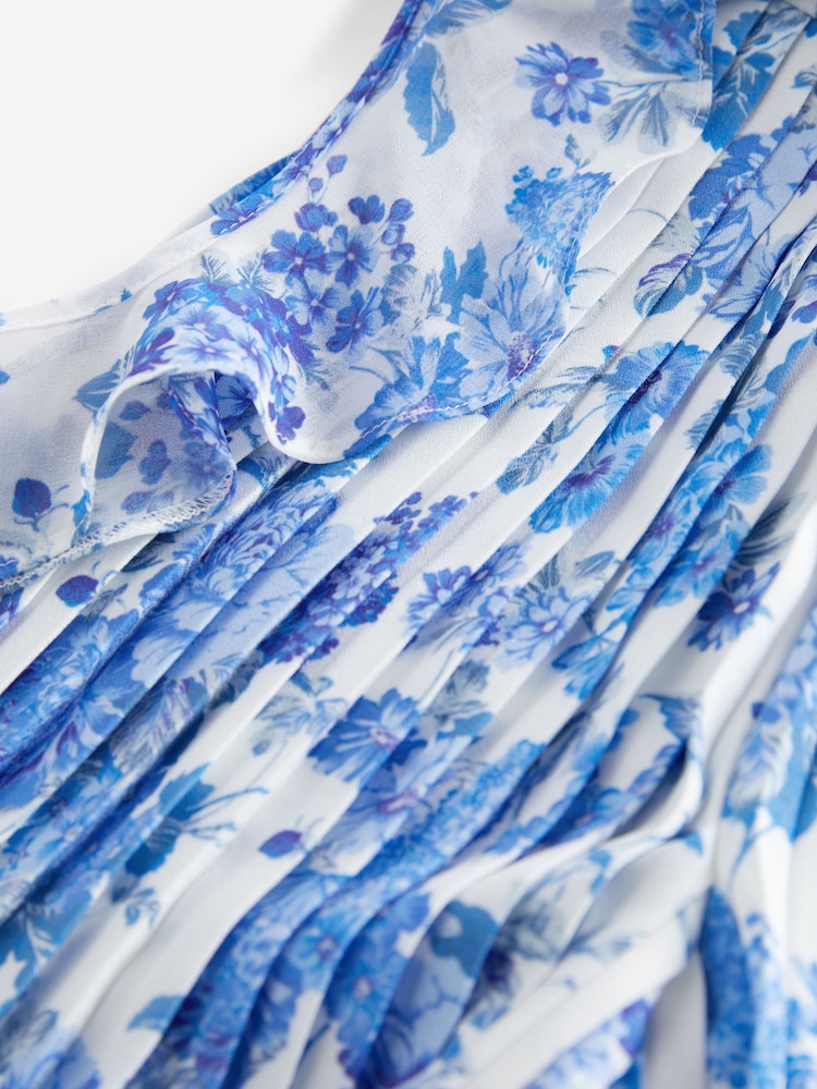 Blue Floral Pleated Jumpsuit (3-16yrs) - Image 6 of 6 Blue Floral Pleated Jumpsuit (3-16yrs) - Image 6 of 6
