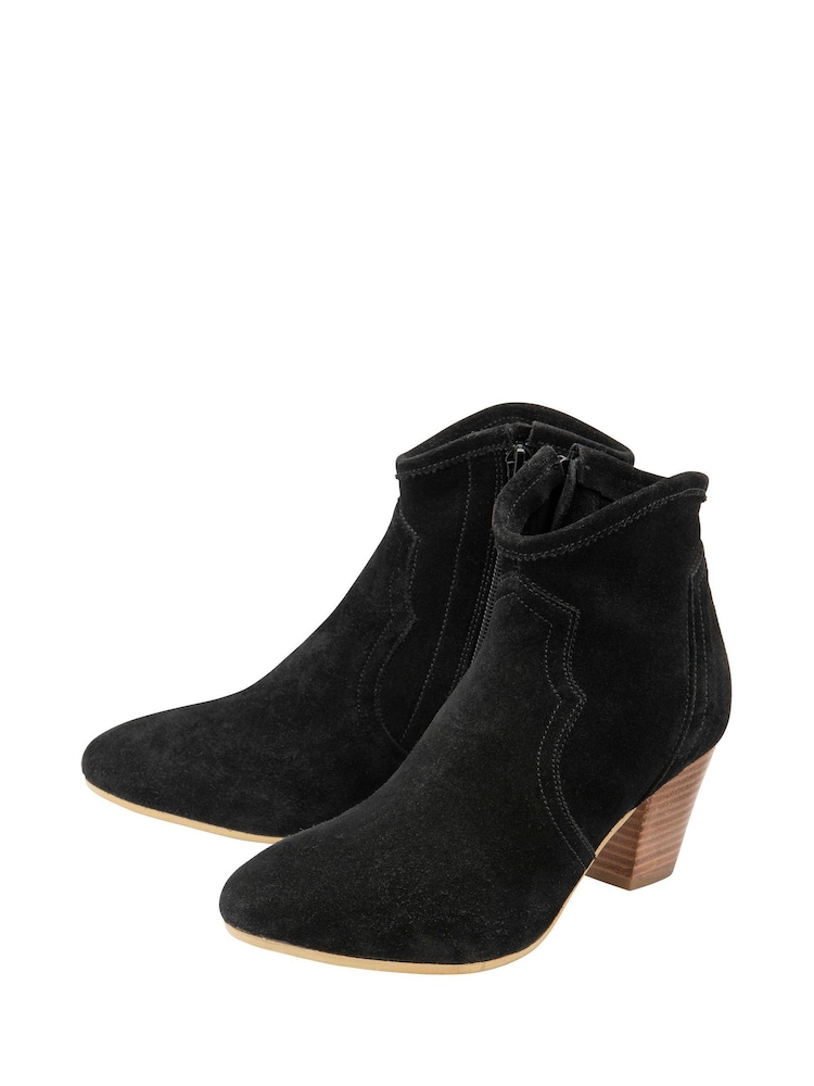 Ravel Black Suede Leather Block Heel Ankle Boots - Image 2 of 4