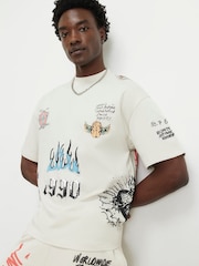River Island Natural Oversized Grafitti T-Shirt - Image 2 of 4