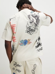 River Island Natural Oversized Grafitti T-Shirt - Image 3 of 4