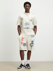 River Island Natural Oversized Grafitti T-Shirt - Image 4 of 4