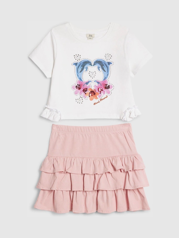 River Island White Dolphin Top & Rara Skirt Set - Image 1 of 4 River Island White Dolphin Top & Rara Skirt Set - Image 1 of 4