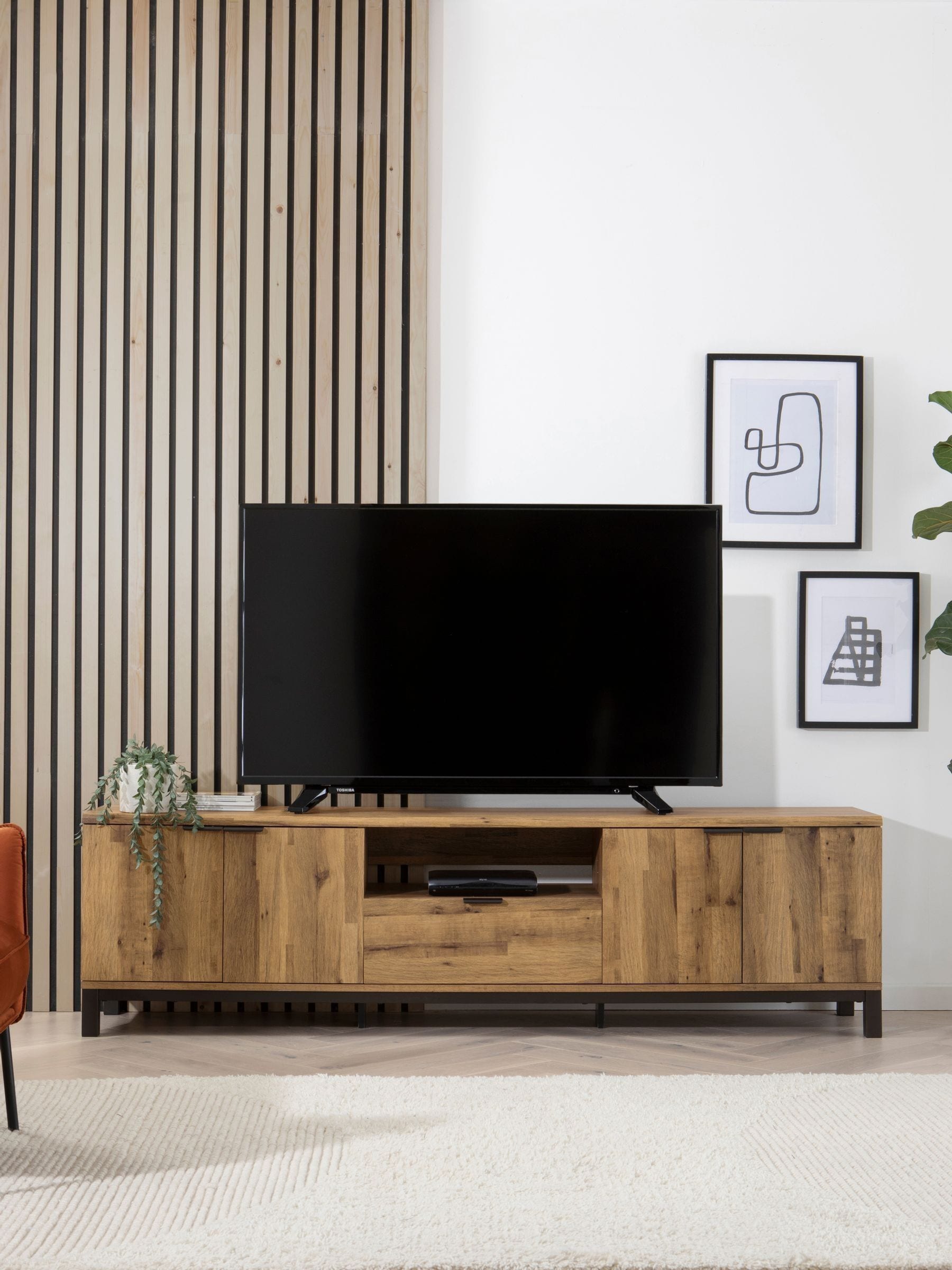 Buy Dark Bronx Up to 90 inch Oak Effect TV Unit from the Next UK online shop