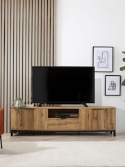 Dark Bronx Up to 90 inch Oak Effect Slim TV Unit - Image 11 of 12