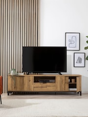 Dark Bronx Up to 90 inch Oak Effect Slim TV Unit - Image 10 of 12