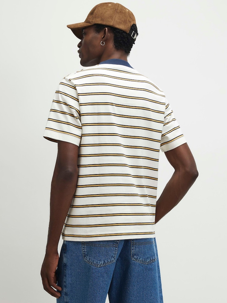 River Island Yellow Regular Fit Essential Stripe T-Shirt - Image 2 of 4 River Island Yellow Regular Fit Essential Stripe T-Shirt - Image 2 of 4