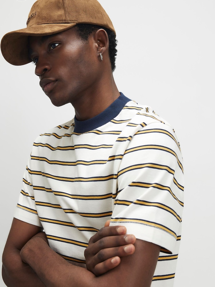 River Island Yellow Regular Fit Essential Stripe T-Shirt - Image 4 of 4 River Island Yellow Regular Fit Essential Stripe T-Shirt - Image 4 of 4