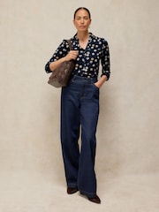 White Stuff Navy Annie Cotton Jersey Shirt - Image 1 of 5