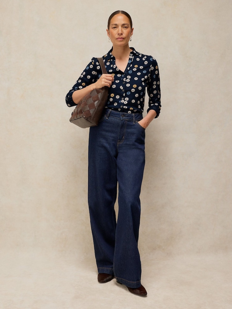 White Stuff Navy Annie Cotton Jersey Shirt - Image 1 of 5 White Stuff Navy Annie Cotton Jersey Shirt - Image 1 of 5