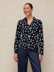 White Stuff Navy Annie Cotton Jersey Shirt - Image 3 of 5