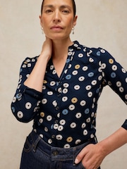 White Stuff Navy Annie Cotton Jersey Shirt - Image 4 of 5