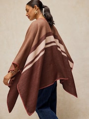 White Stuff Brown Stripe Detail Poncho - Image 2 of 5