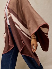 White Stuff Brown Stripe Detail Poncho - Image 3 of 5
