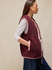 White Stuff Purple Borg Tie Front Gilet - Image 3 of 5