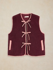 White Stuff Purple Borg Tie Front Gilet - Image 4 of 5