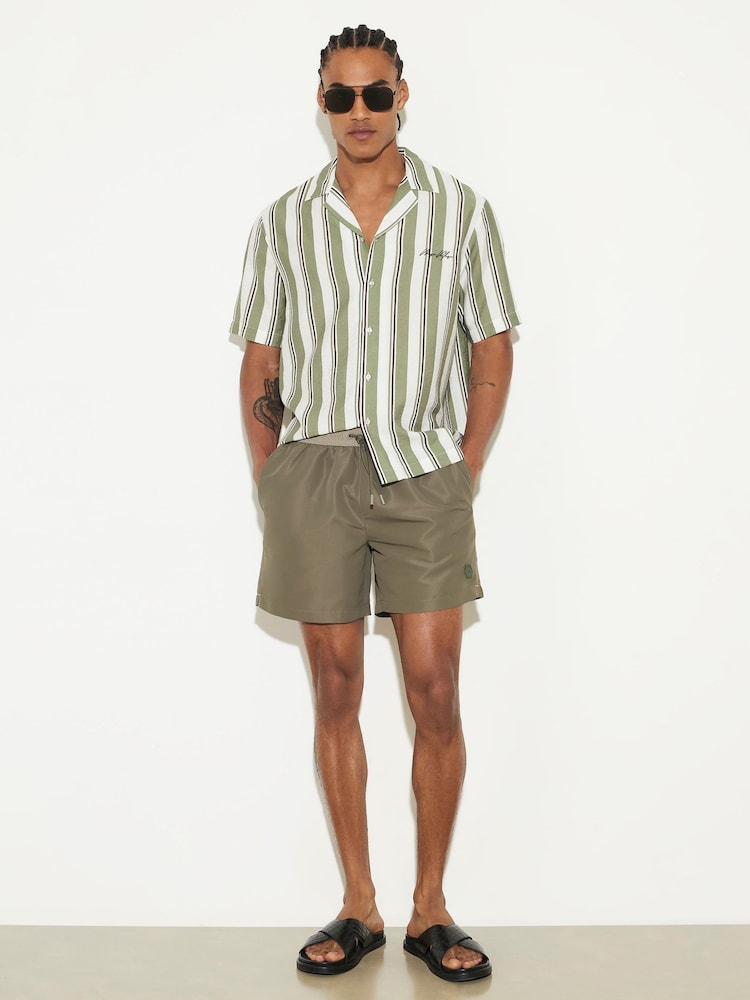 River Island Green Contrast Waistband Swim Shorts - Image 1 of 4 River Island Green Contrast Waistband Swim Shorts - Image 1 of 4