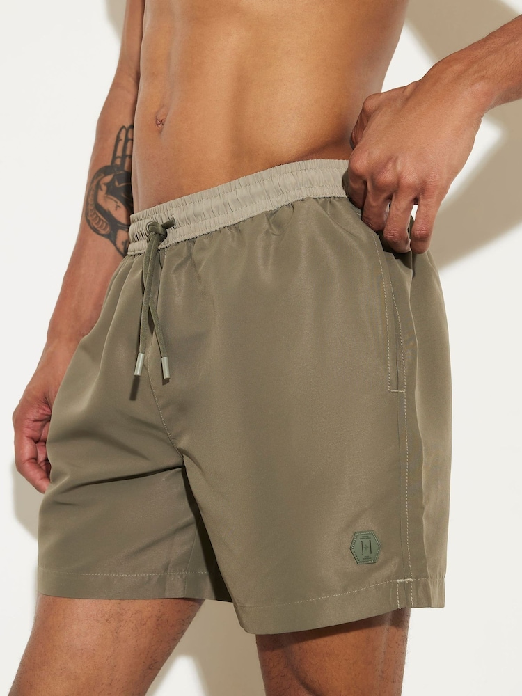 River Island Green Contrast Waistband Swim Shorts - Image 4 of 4 River Island Green Contrast Waistband Swim Shorts - Image 4 of 4