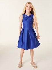 Baker by Ted Baker Coral Pink Chiffon Scuba Dress - Image 3 of 13