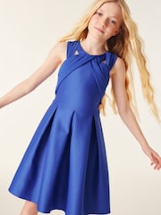 Baker by Ted Baker Coral Pink Chiffon Scuba Dress - Image 5 of 13