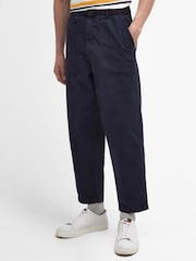 Barbour® Navy Tapered Fit Grindle Twill Utility Trousers - Image 3 of 8