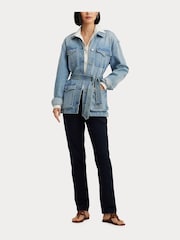 Lauren Ralph Lauren Light Blue Belted Denim Field Jacket - Image 5 of 10