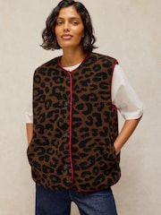 White Stuff Natural Borg Leopard Gilet - Image 2 of 5