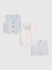 River Island Blue Shirt Waistcoat And Shorts Set - Image 1 of 5