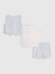 River Island Blue Shirt Waistcoat And Shorts Set - Image 2 of 5