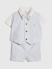 River Island Blue Shirt Waistcoat And Shorts Set - Image 3 of 5