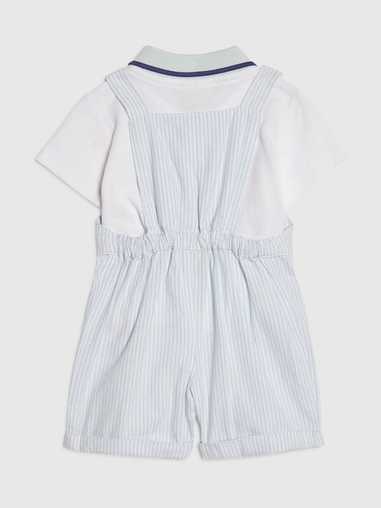 River Island Blue Stripe Dungaree Polo Dungarees Set - Image 2 of 4 River Island Blue Stripe Dungaree Polo Dungarees Set - Image 2 of 4