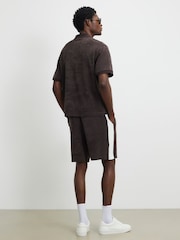 River Island Brown Towelling Piped Shorts - Image 2 of 4