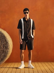 River Island Brown Towelling Piped Shorts - Image 3 of 4
