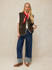 White Stuff Green Borg Stitch Detail Gilet - Image 1 of 5
