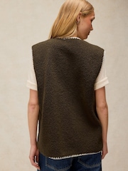 White Stuff Green Borg Stitch Detail Gilet - Image 2 of 5