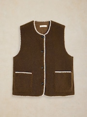 White Stuff Green Borg Stitch Detail Gilet - Image 4 of 5