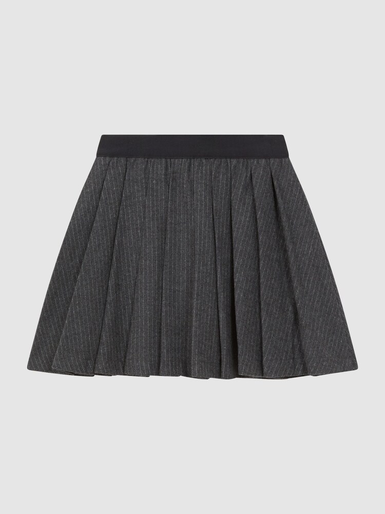 Reiss Dark Grey Marcie Wool Blend Striped Pleated Skirt - Image 2 of 6 Reiss Dark Grey Marcie Wool Blend Striped Pleated Skirt - Image 2 of 6