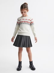 Reiss Dark Grey Marcie Wool Blend Striped Pleated Skirt - Image 3 of 6