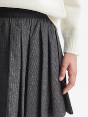 Reiss Dark Grey Marcie Wool Blend Striped Pleated Skirt - Image 4 of 6