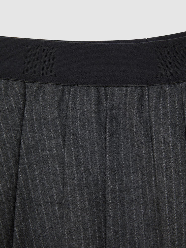 Reiss Dark Grey Marcie Wool Blend Striped Pleated Skirt - Image 6 of 6